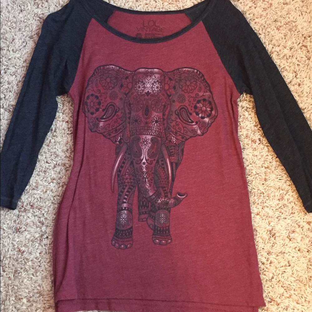 Red & Black Elephant Baseball Shirt